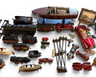 Large Collection of Vintage Toys; Model Train, Racecars