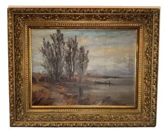 HENRY HOLDEN LAUZON (Canadian/American, 1871-1945) Lakefront Scene Oil Painting