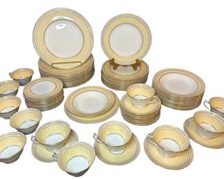 English Butter Yellow Dinnerware, Service for 12