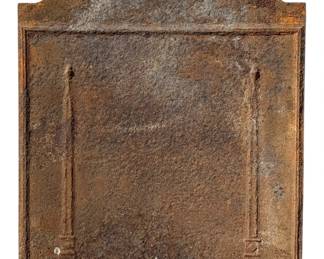 Antique French Cast Iron Pillars of Freedom Fireback Backsplash