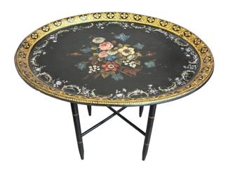 English Abalone Inlay Tray Table
