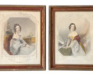 Two Victorian Style Portrait Etchings