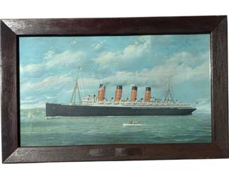 FREDERICK PANSING (NJ,German,1844-1912) Cunard Line Large Oilette 