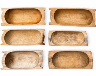 Six Primitive, Hand Hewn Dough Bowls
