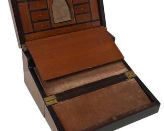 Antique English Inlay Travel Desk Box