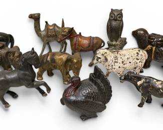Thirteen American Cast Iron Animal Still Banks