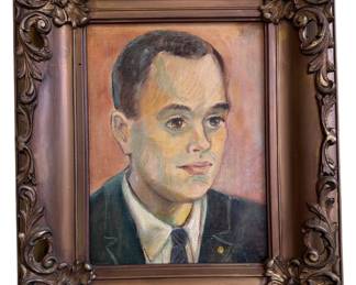 Mid Century Oil Painting Portrait of a Man