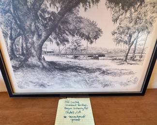 Signed numbered print of old swing bridge in Slidell