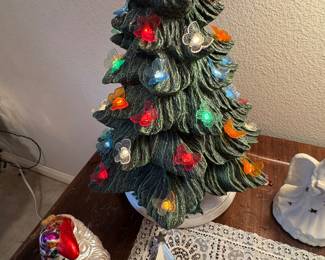 Vintage ceramic Christmas tree with butterfly lights