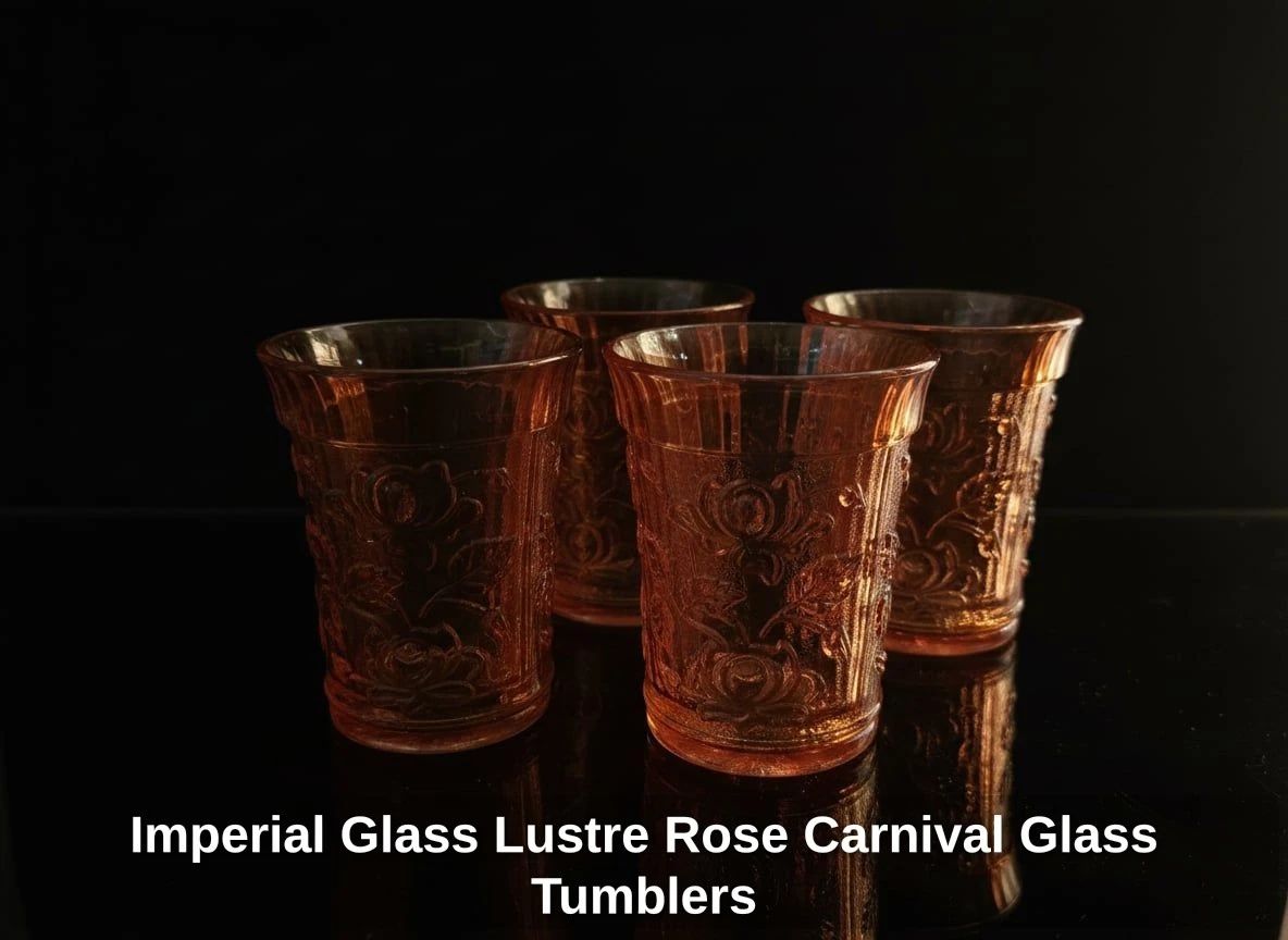 Imperial Glass Lustre Rose Carnival Glass Tumblers