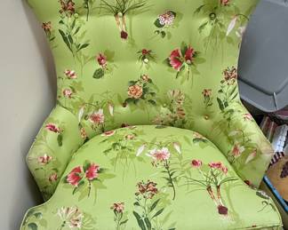Floral Print Wingback Accent Chair