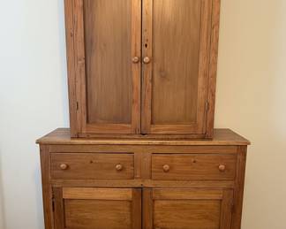 Primitive Pine Stepback Cupboard
