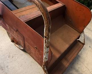 Vintage Metal Sled with Steering Wheel