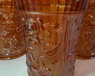 Imperial Glass Marigold Carnival Lustre Rose Tumblers