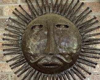 Haitian Recycled Steel Drum Sun Face Wall Art