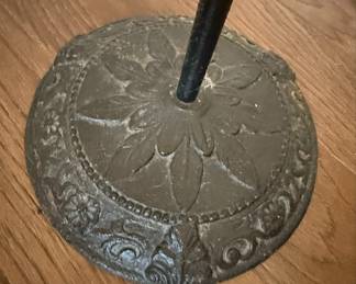 Vintage Ornate Wire Bird Cage with Cast Iron Base Stand