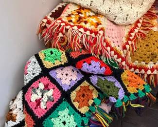 Granny Square Afghan & Textured Throw