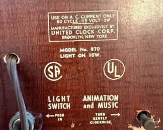 United Clock Corp. Model 870 Ballerina Musical Clock