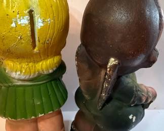 Vintage Kewpie Style Chalkware Piggy Banks