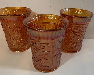 Imperial Glass Marigold Carnival Lustre Rose Tumblers