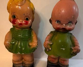 Vintage Kewpie Style Chalkware Piggy Banks