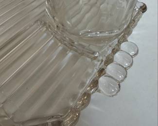 Hazel Atlas "Snack, Sip and Smoke" Glass Tray and Cup Set