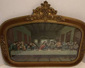 Ornate Gilded Oval Framed "The Last Supper" Print