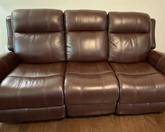 Signature Design by Ashley Brown Leather Power Reclining Sofa