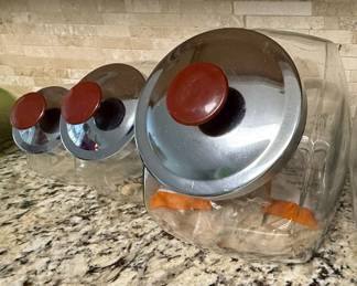 Vintage Glass General Store Candy Jar Set