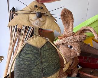 Wooden Snowman and Bunny Yard Decorations