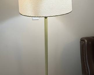 Mid-Century Ribbed Column Floor Lamp with Frosted Glass Shade