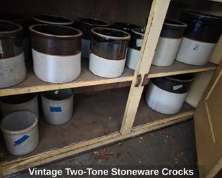 Vintage TwoTone Stoneware Crocks