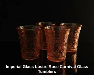 Imperial Glass Lustre Rose Carnival Glass Tumblers