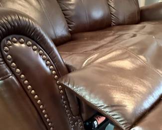 Signature Design by Ashley Brown Leather Power Reclining Sofa
