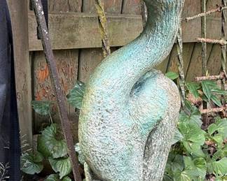 Vintage Concrete Heron Garden Statue Style