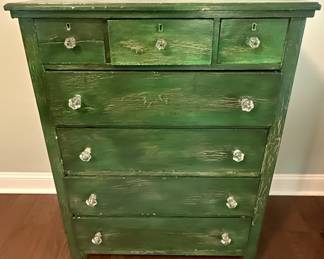 19th Century Green Painted Pine Chest of Drawers