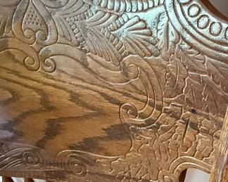 Oak Pressed Back Dining Chair with Carved Floral Detail