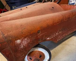 Vintage Metal Sled with Steering Wheel