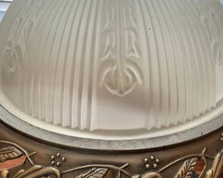 Art Nouveau Brass Table Lamp with Frosted Glass Shade