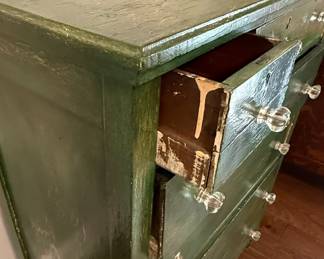 19th Century Green Painted Pine Chest of Drawers