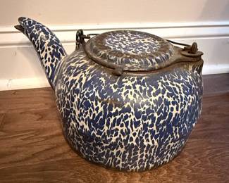 Wrought Iron Range Co. Blue Swirl Graniteware Coffee Pot