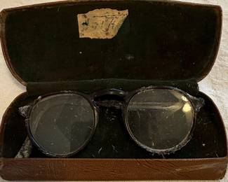 Vintage Round Eyeglasses with Case