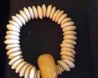 Genuine Baltic Amber and Bone Bracelet