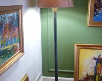 Vintage Floor Lamp with Woven Shade