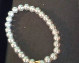 Faux Pearl Stretch Bracelet with Sun Charm