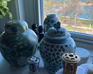 Chinoiserie Ginger Jars and Lampe Berger Set
