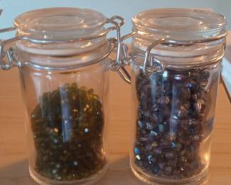 Glass Jars with Swing-Top Lids filled with Beads