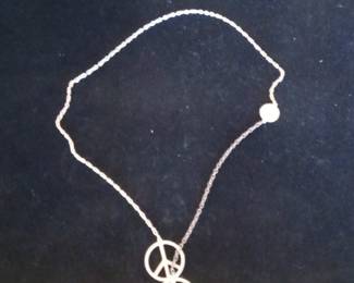 Double Peace Sign Necklace with Single Bead