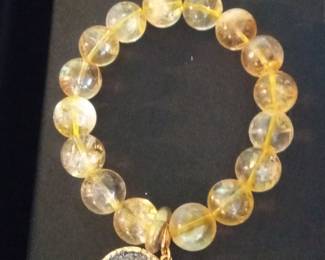 Citrine Crystal Evil Eye Charm Bracelet