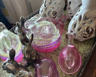 Collection of Mosser Glass and Ceramic Easter Bunnies
